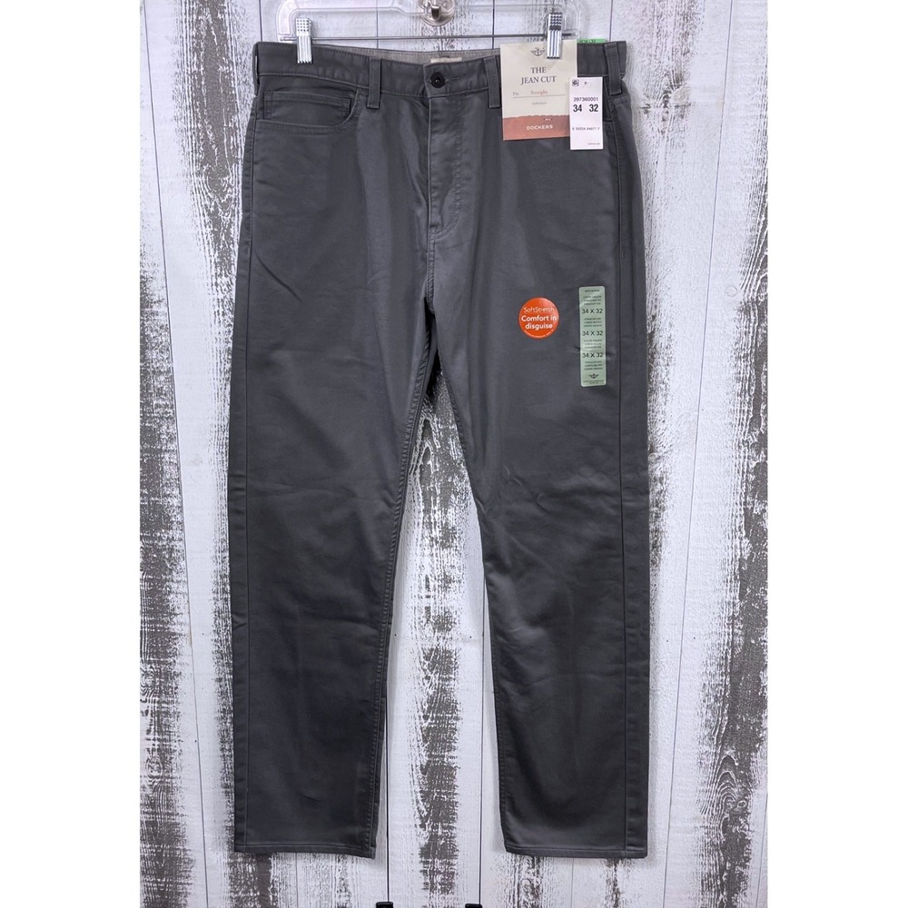 Dockers Straight Fit Soft Stretch Pants Gray W34 L32‎ New With Tags